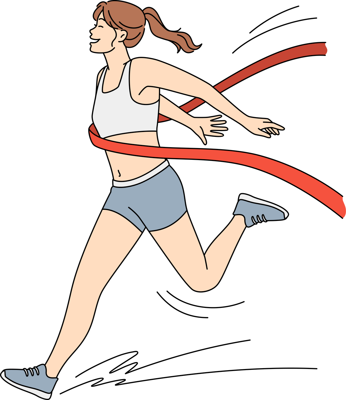Happy female athlete finish first